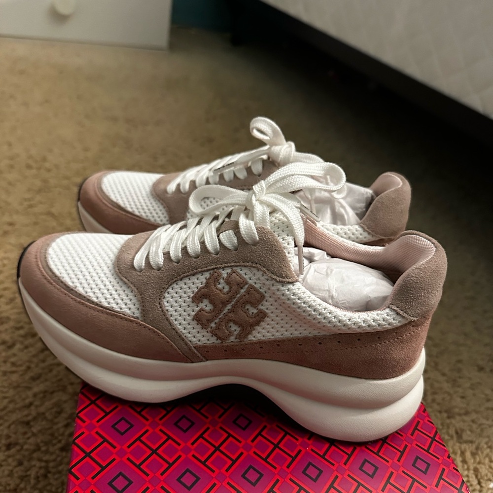 Tory Burch Women's Cream and Tan Sneakers
